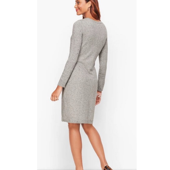 POSH PARTY SPECIAL TALBOT Grey Tweed Side Tie Sweater Dress - Picture 8 of 15
